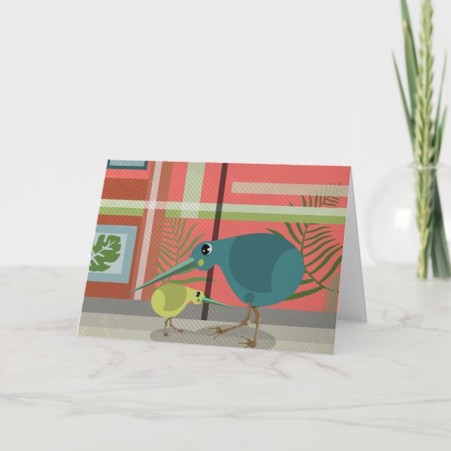 Vector Kiwi Bird Family Kort (Framsida)