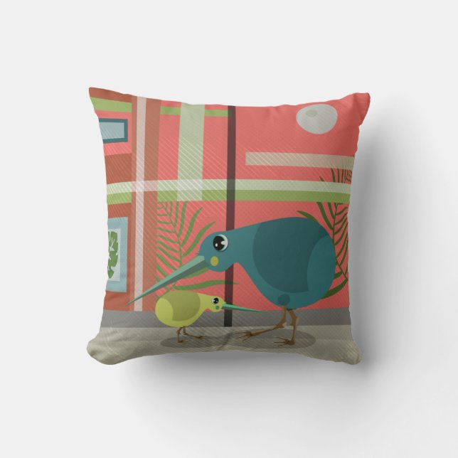 Vector Kiwi Bird Family Kudde (Framsida)