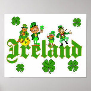Vector - Leprechaun Klöver Ireland Poster