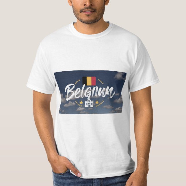 Vector logotyp för Belgien land, kylmagnet T Shirt (Framsida)