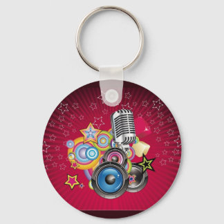 Vector-Music-Background-with-Speaker-and-Microphon Nyckelring