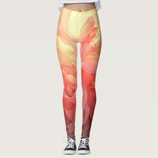 Vector Ombre Fluid Coral Flame Leggings (Framsida)