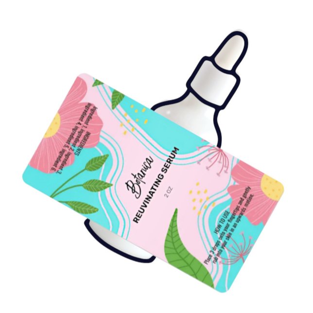 Vector Rosa Serum Dropper Flaska-etiketter Fraktsedel (Skapare uppladdad)