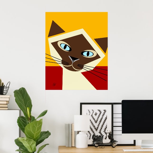 Vector Siamese Cat Porträtt Poster (Hemmakontoret)