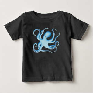 Vector Silhouette of Blue Octopus T Shirt