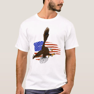 Vector vector american örn mot USA flagga T Shirt