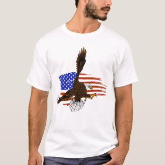 Vector vector american örn mot USA flagga T Shirt