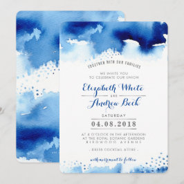 VEDDRA INVITE snyggt chic vattenfärg mörk blått Inbjudningar