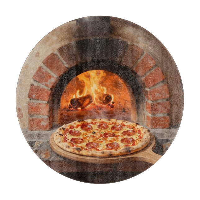 Vedeldad Pepperoni Pizza Rustik Italiensk  (Framsidan)