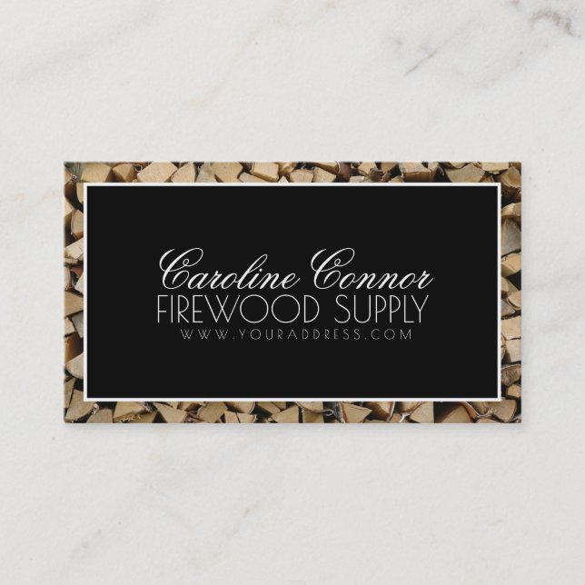 Vedträtillförsel loggar svart & det vit sätta en visitkort (Framsida)