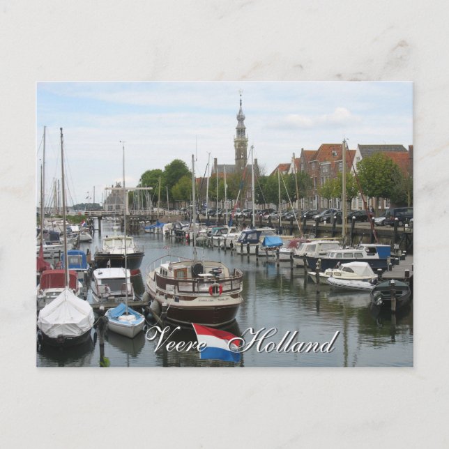 Veere old Harbor Zeeland Holland Postcard Vykort (Framsida)
