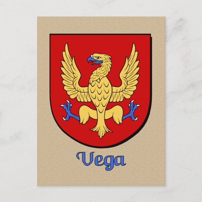 Vega Family Heraldic Shield Vykort (Framsida)