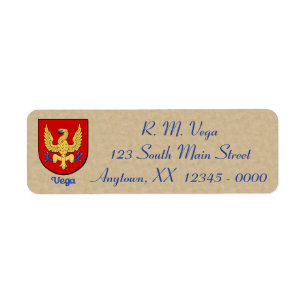 Vega Heraldic Shield Returadress Etikett