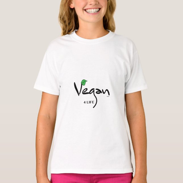 Vegan 4 Liv med Grönt Löv Rosa Tröja (Framsida)