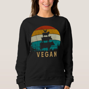 Vegan 80s Retro Stil Vintage Cow Goat Hen Gris Veg T Shirt