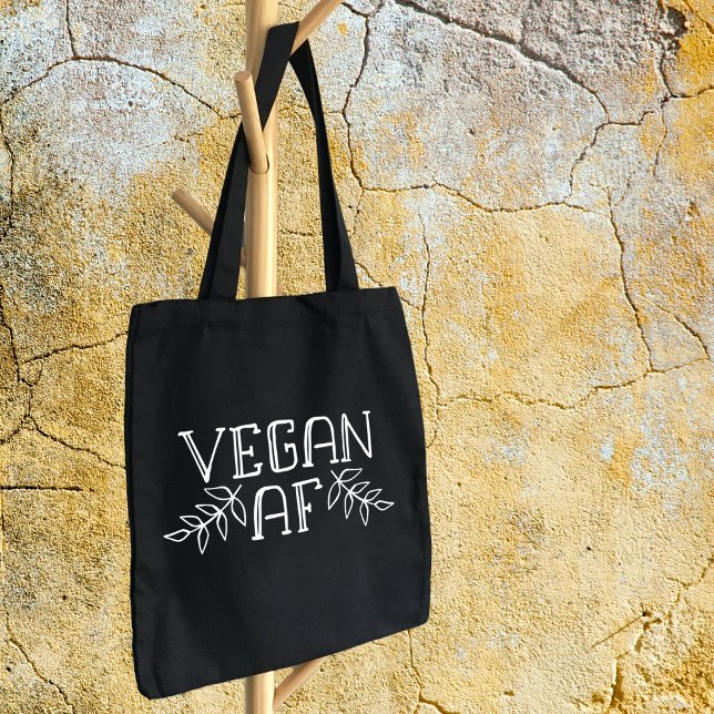 Vegan AF, Black and White Minimalist Tygkasse (Skapare uppladdad)