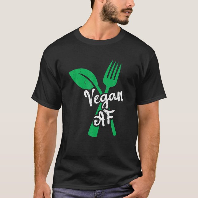 Vegan AF Löv och fork Go Vegan T Shirt (Framsida)