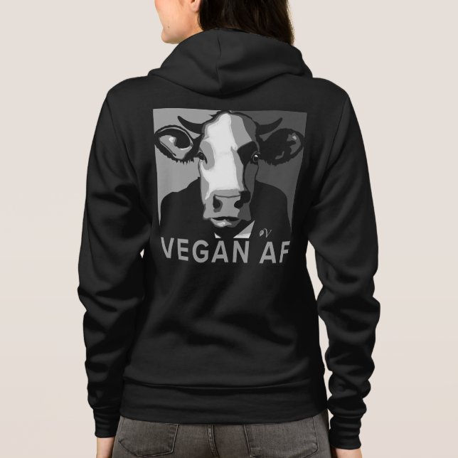 Vegan AF Pop Art Hoodie in Black and White T Shirt (Baksida)