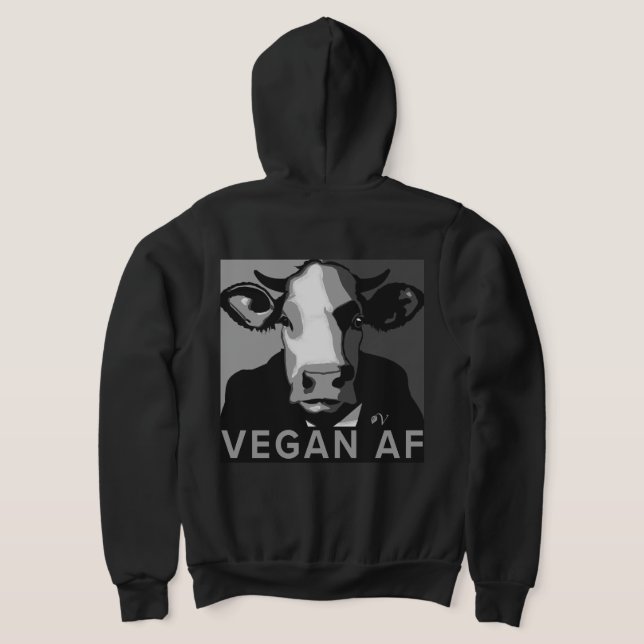 Vegan AF Pop Art Hoodie in Black and White T Shirt (Laydown Baksida)