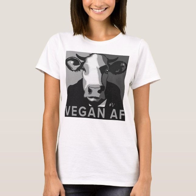 Vegan AF-pop Art Tshirt in Black and White T Shirt (Framsida)
