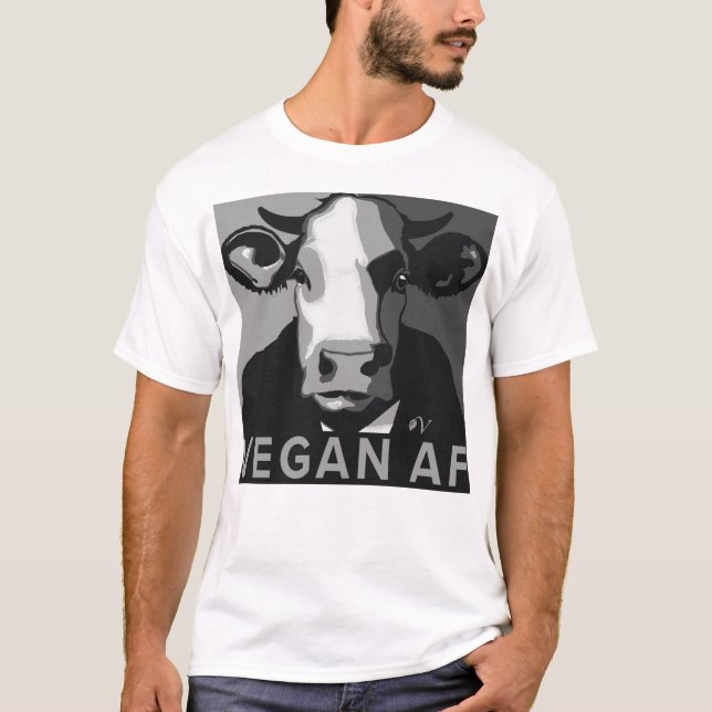 Vegan AF-pop Art Tshirt in Black and White T Shirt (Framsida)