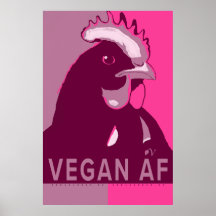 Vegan AF Rosa Camo Pop Art Chicken Poster