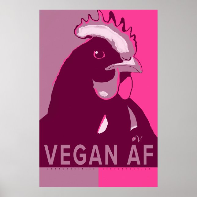 Vegan AF Rosa Camo Pop Art Chicken Poster (Framsidan)
