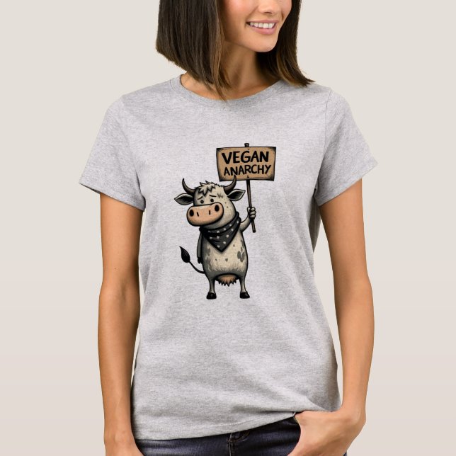 Vegan Anarki – Rebellkossa Protest T Shirt (Framsida)