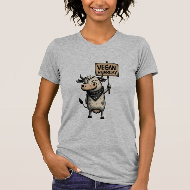 Vegan Anarki – Rebellkossa Protest T Shirt (Framsida)