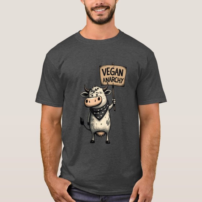Vegan Anarki – Rebellkossa Protest T Shirt (Framsida)