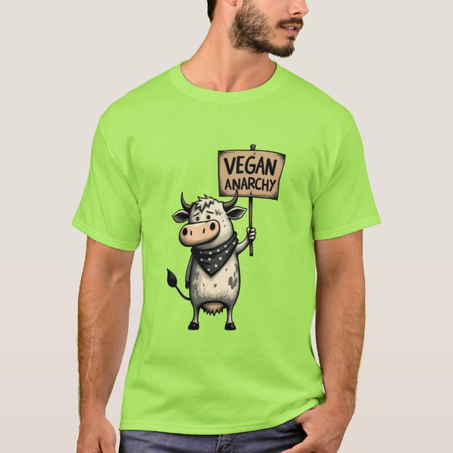 Vegan Anarki – Rebellkossa Protest T Shirt (Framsida)