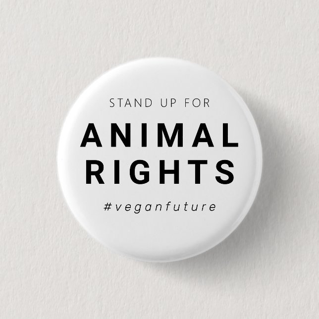 Vegan Animal Högers Minimal typografi Knapp (Framsida)