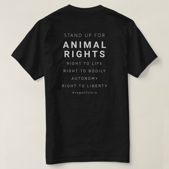 Vegan Animal Högers Minimal typografi T-Shirt (Design baksida)