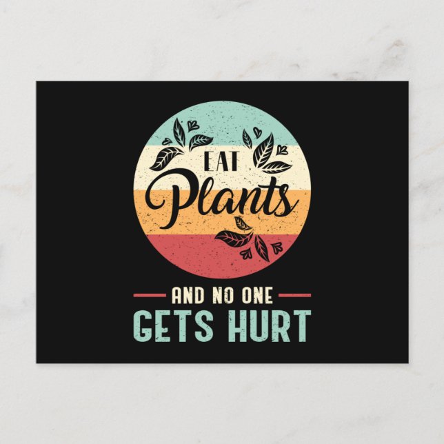 Vegan Animal Vegetarian Retro Veganism Funny Gift Vykort (Framsida)