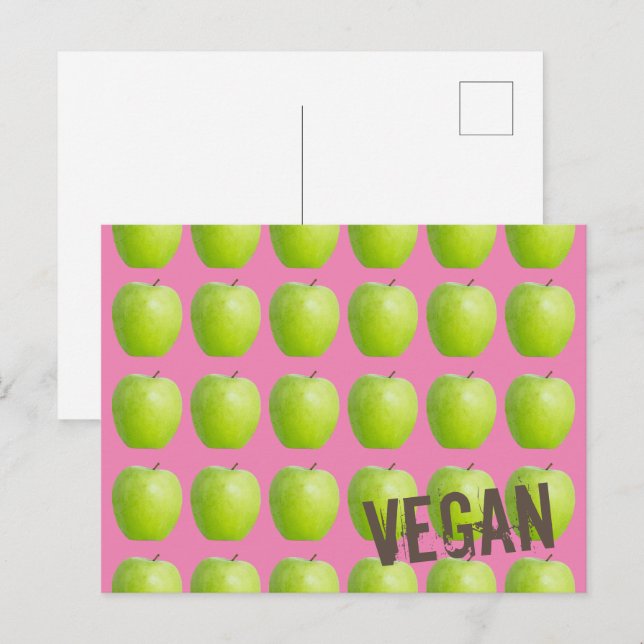 Vegan Apple Mönster för vegetarian Fruit älskare Helg Vykort (Fram/baksida)