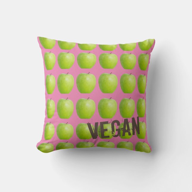 Vegan Apple Mönster för vegetarian Fruit älskare Kudde (Framsida)