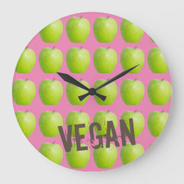 Vegan Apple Mönster för vegetarian Fruit älskare Stor Klocka