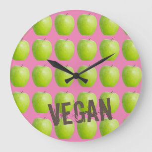 Vegan Apple Mönster för vegetarian Fruit älskare Stor Klocka