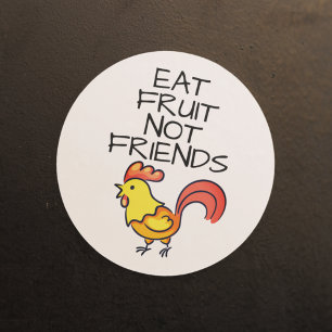 Vegan äter frukt, inte vänner söta tupp runt klistermärke