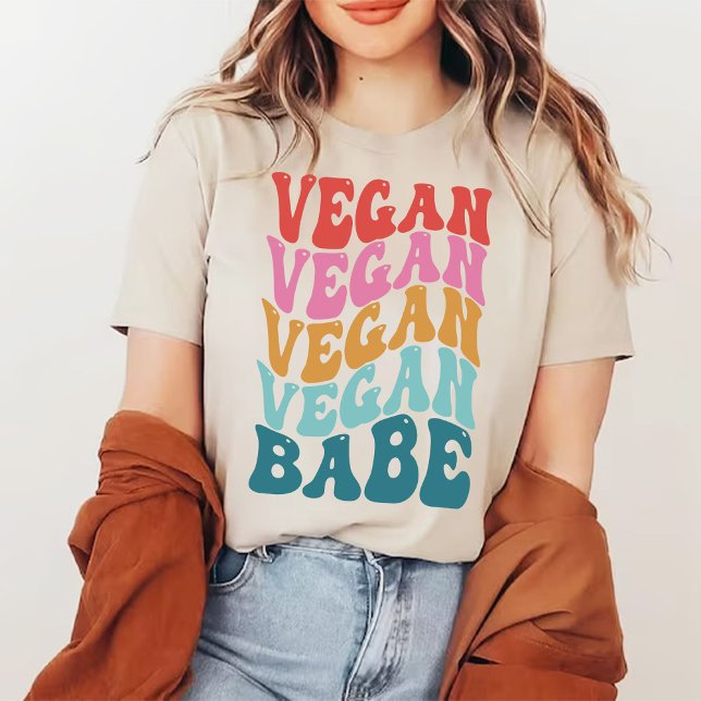 Vegan Babe Pastel Groovy-grönsaker älskare T Shirt (Vegan Babe Pastel Groovy vegetables lover Sweatshirt)
