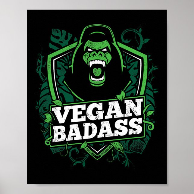 Vegan Bad Fitness Gorilla Bodybuilding Beast Poster (Framsidan)