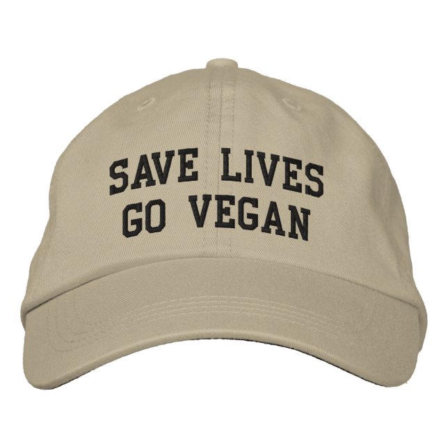Vegan Baseball Cap (svart text) Broderad Keps (Framsida)