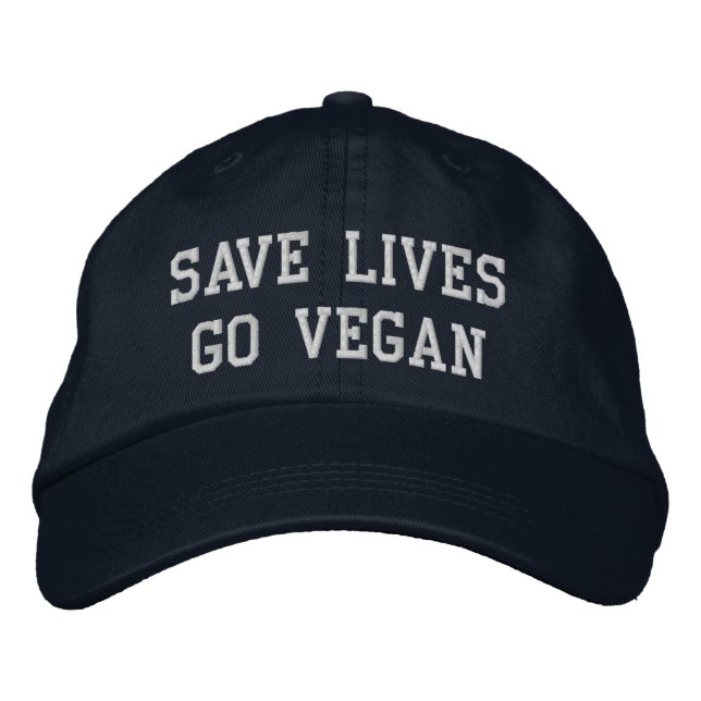 Vegan Baseball Cap (vit text) Broderad Keps (Framsida)