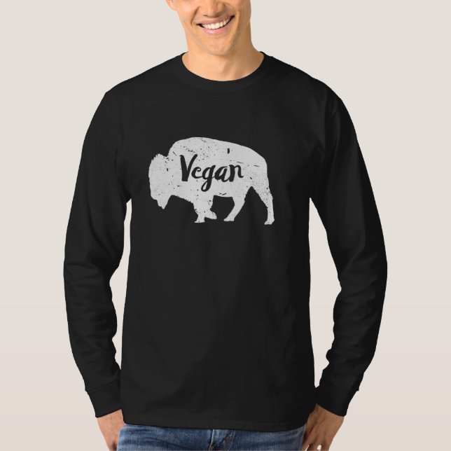 Vegan Bison Image Herbivore Animal Lover Silhouett T Shirt (Framsida)