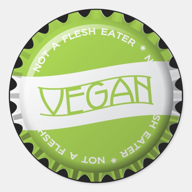 Vegan Bottlecap Runt Klistermärke (Framsida)