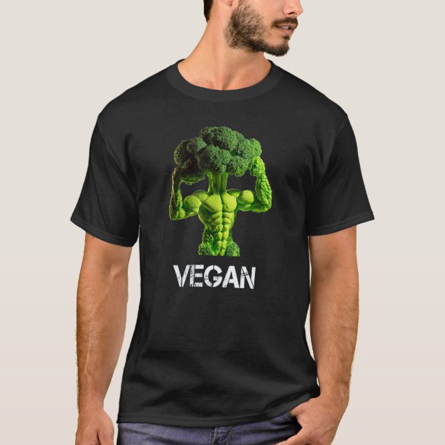 Vegan Broccoli Bodybuilder Rent Ätande Vikt Lyft T Shirt (Framsida)
