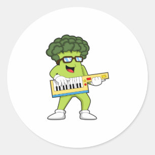 Vegan Broccoli på Music med Guitar Runt Klistermärke