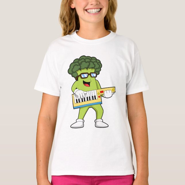 Vegan Broccoli på Music med Guitar T Shirt (Framsida)