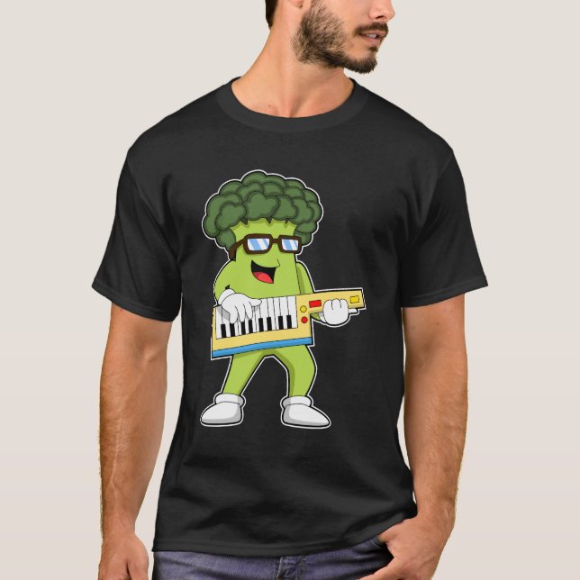Vegan Broccoli på Music med Guitar T Shirt (Framsida)