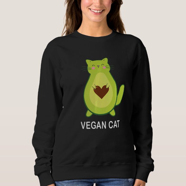 Vegan Cat Vegetarian Cat Avocato Avocat Avogato T Shirt (Framsida)